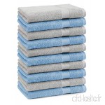 BETZ Lot de 10 Serviettes débarbouillettes lavettes Taille 30x30 cm en 100% Coton Premium Couleur Bleu Clair et Gris argenté - B00UHR2ULI